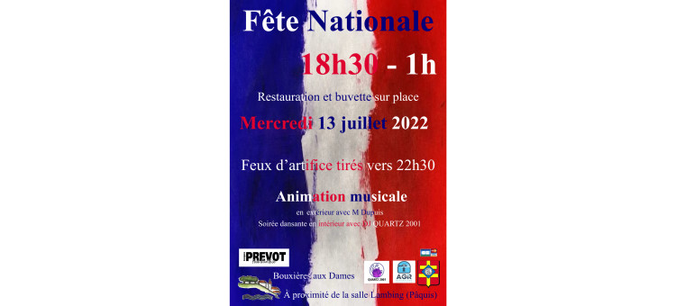 Fête Nationale – mercredi 13 juillet 2022 – zone des Pâquis