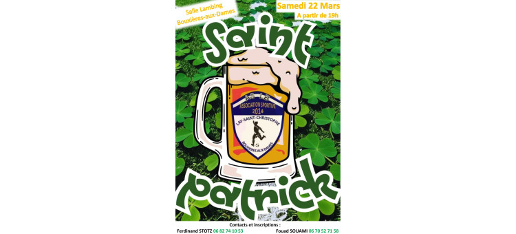 Fête de la Saint Patrick – Samedi 22 mars 2025 – Salle Lambing